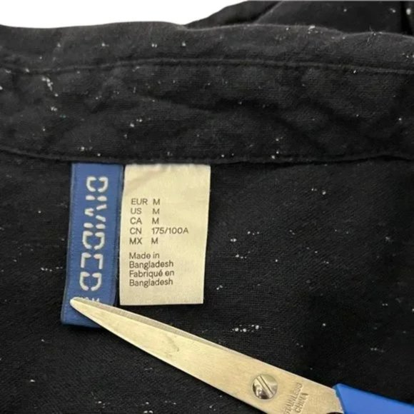 H&M Long Sleeve Button Down Shirt Navy Blue Men's Size Medium - Picture 5 of 6